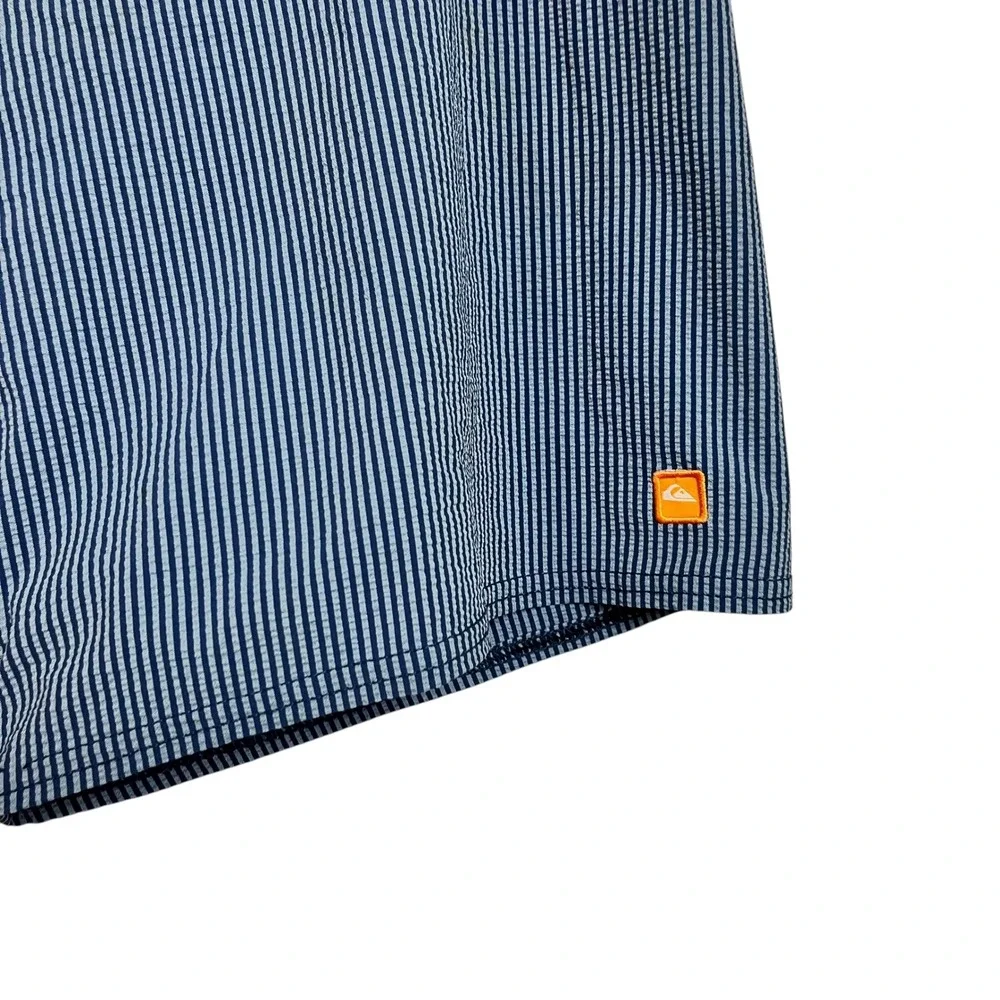 Quiksilver Mens Striped Board Shorts Size 34 Drawstring‎ Cargo Pocket Swim